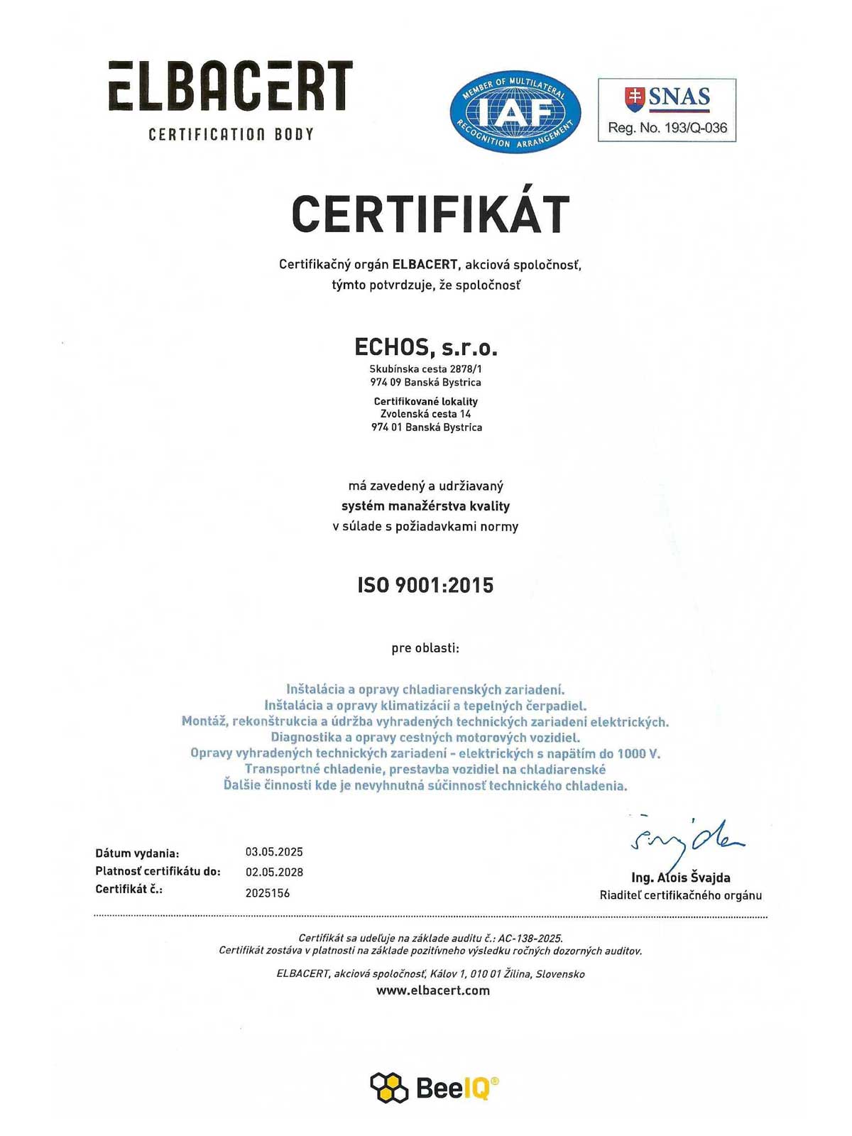 ISO certifikát